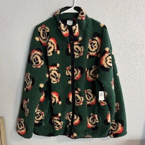 Disney Green and Black Mickey Mouse Christmas fleece jacket